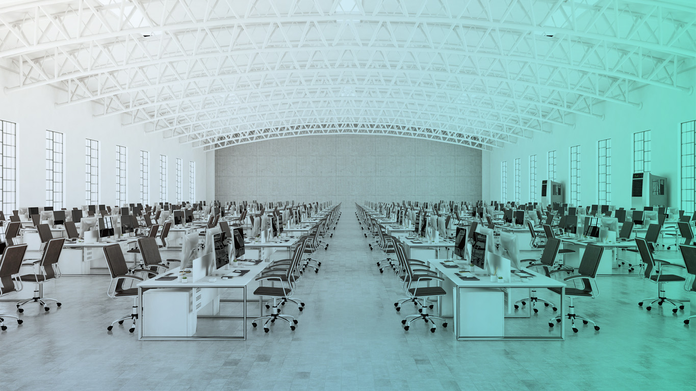 Large Call Center Headquarter Building with Computers